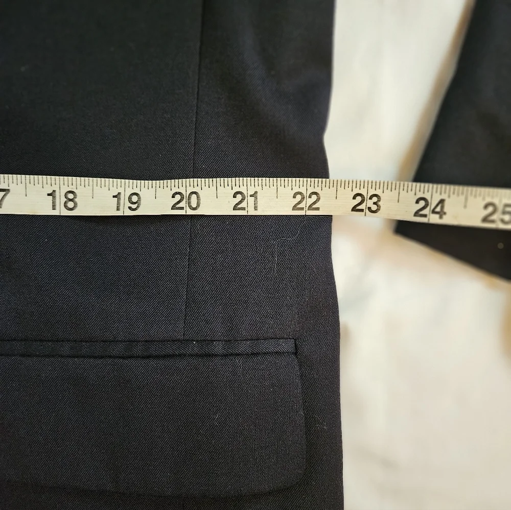 Vito Rufolo Mens Black Double Breasted Wool Blazer Jacket Size 44 Made In Italy